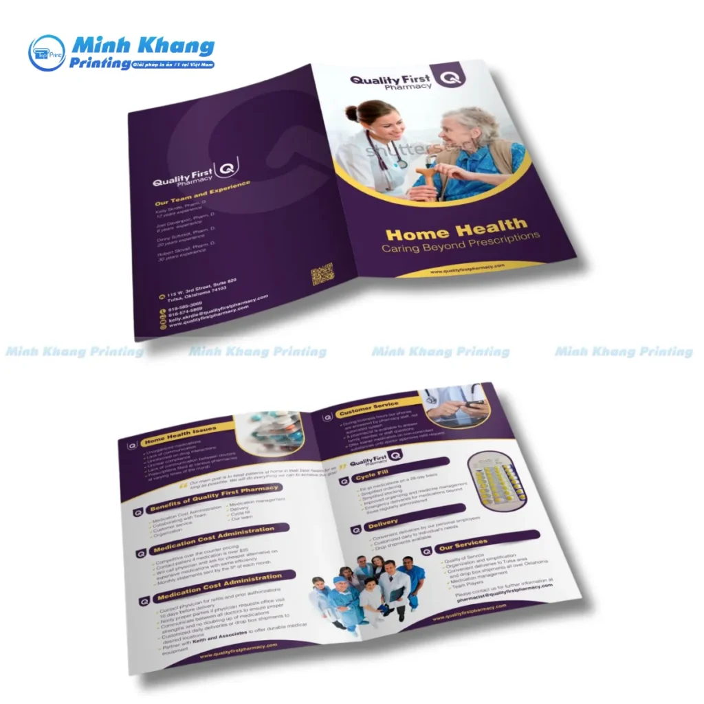 Mẫu catalogue bệnh viện chuyên nghiệp giới thiệu dịch vụ khám chữa bệnh, đội ngũ bác sĩ và cơ sở vật chất.