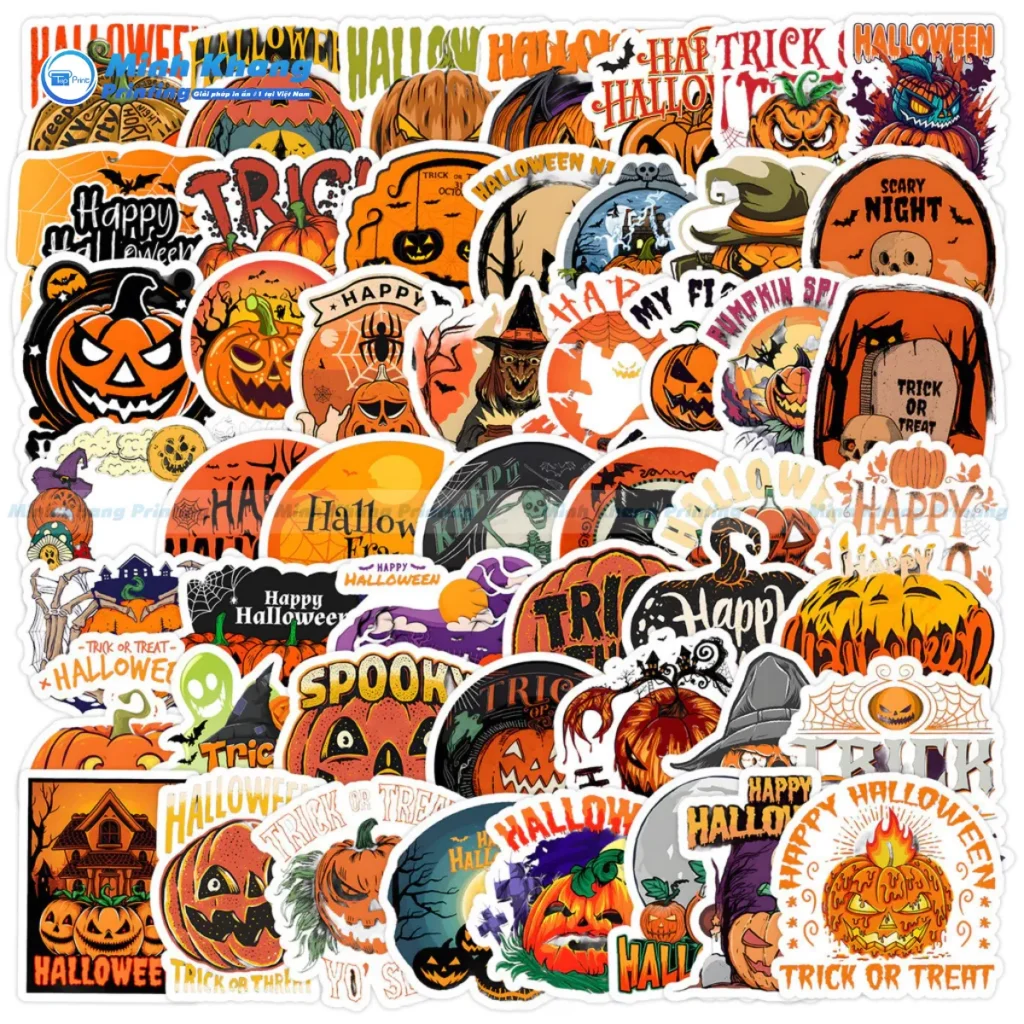 Mẫu nhãn dán Halloween lớn đa dạng