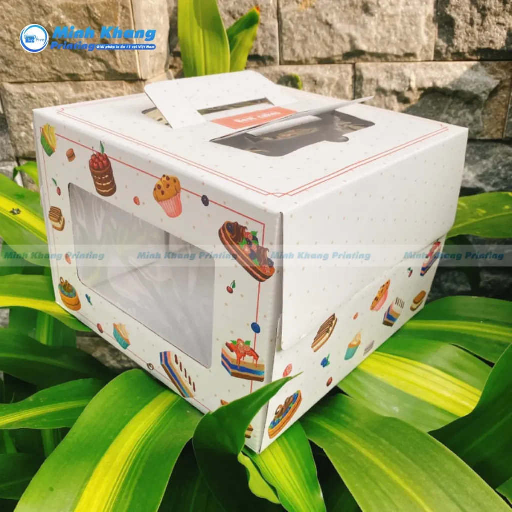 Mẫu bao bì bánh kem có lớp mica trong