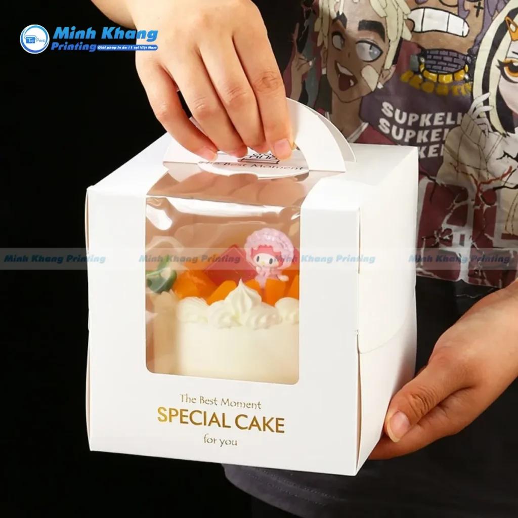 Mẫu hộp bánh kem nhỏ xinh cho tiệm bánh Sinh Nhật, Gato, Bento kích thước 16x16x15 cm