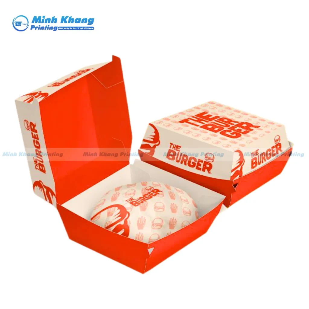 Mẫu hộp giấy đựng hamburger chống thấm dầu