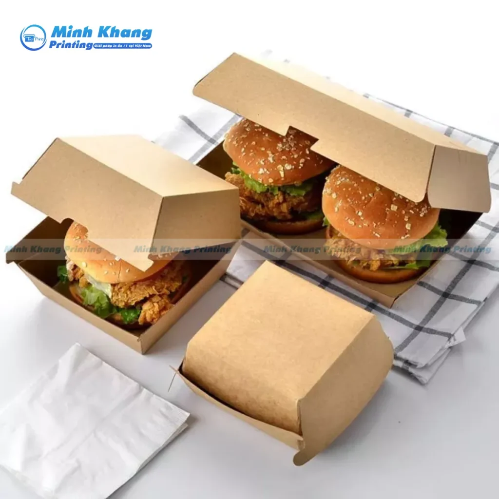 Mẫu hộp giấy kraft đựng hamburger thân thiện với môi trường