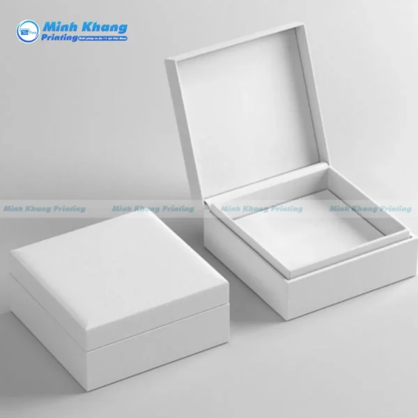 Mẫu hộp giấy trơn trắng có nắp đậy sang trọng