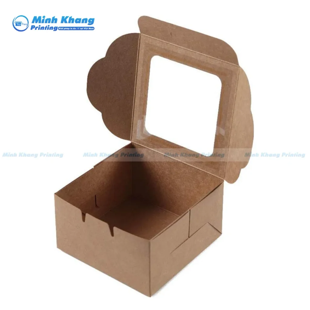 Mẫu hộp giấy kraft trơn thân thiện môi trường, đựng bánh ngọt