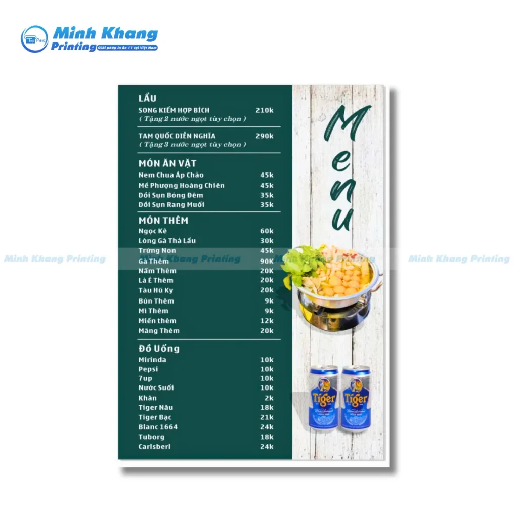 Quy Cách & Chất Liệu In Menu Quán Lẩu