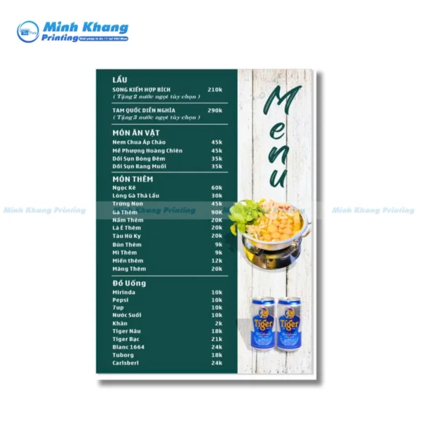 Quy Cách & Chất Liệu In Menu Quán Lẩu