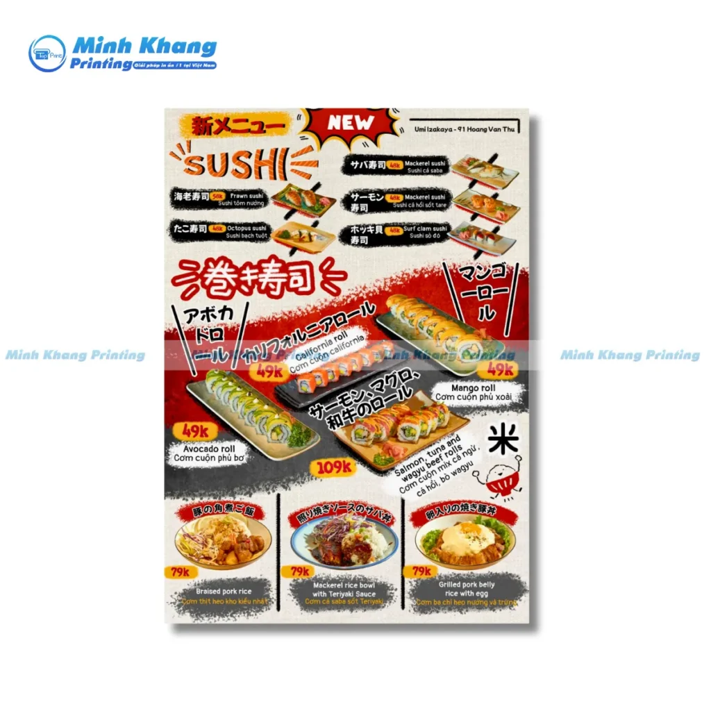 Mẫu thực đơn nhà hàng nhật bắt mắt & ấn tượng