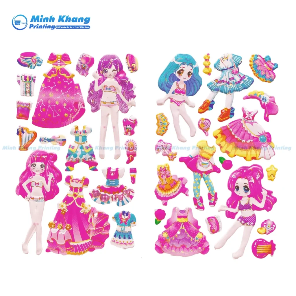 Mẫu sticker búp bê dập nổi 3d