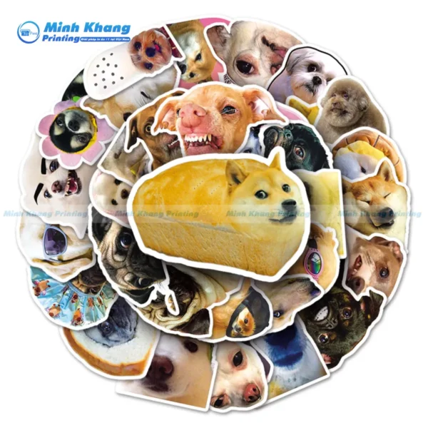 Mẫu sticker chó shiba inu chống nước - meme chú chó bánh mì