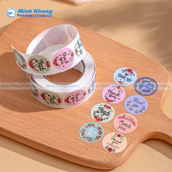 Mẫu băng dính sticker cuộn thank you cho các cửa hàng