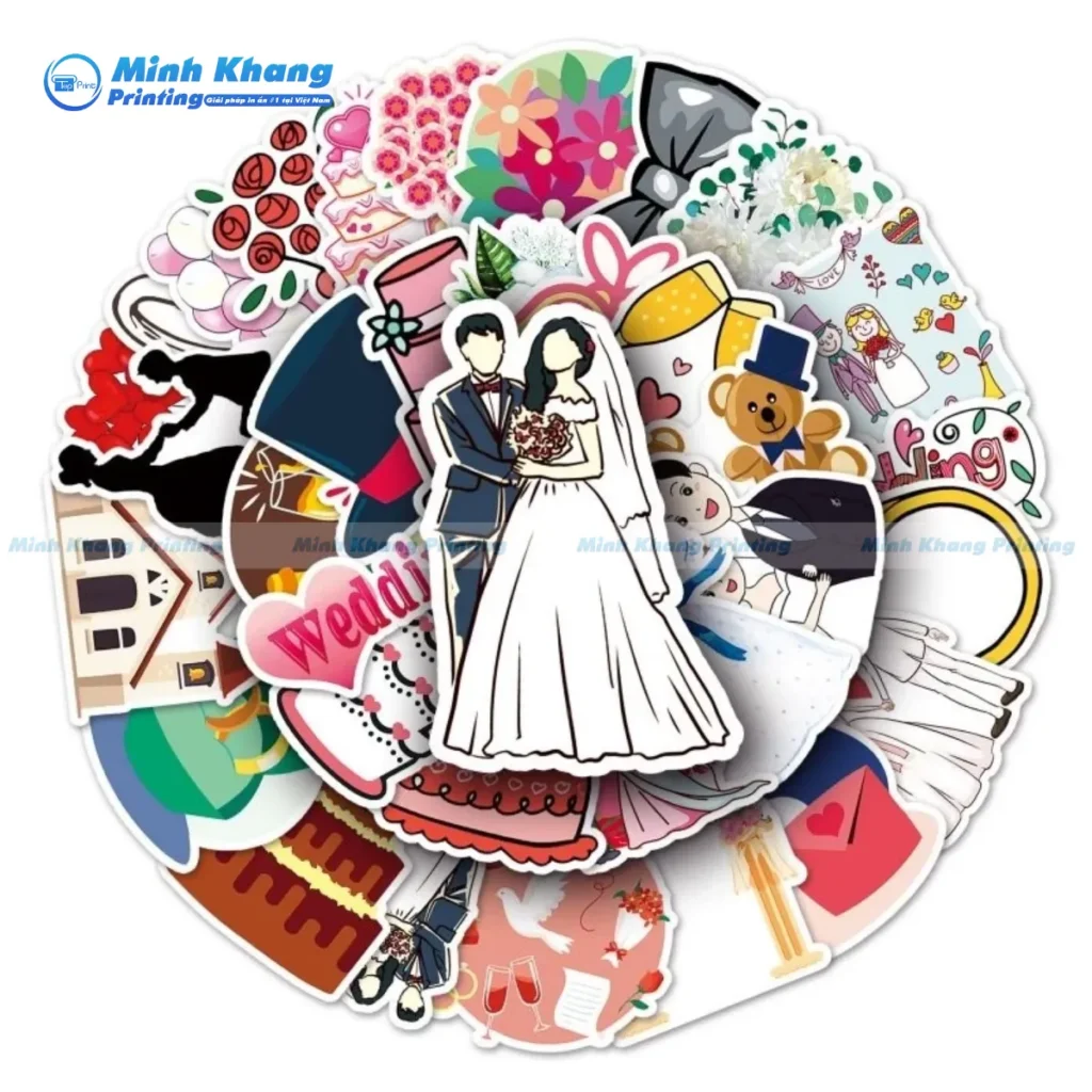 Mẫu sticker dán đám cưới đa dạng mẫu mã