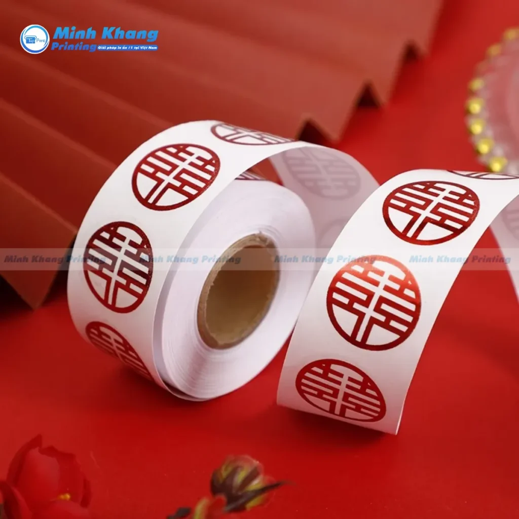 Mẫu sticker trong chữ Hỷ dán thư mời