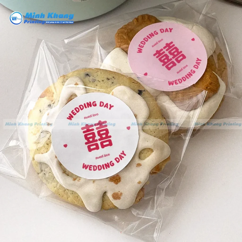 mẫu sticker đám cưới đẹp dán lên bánh, kẹo