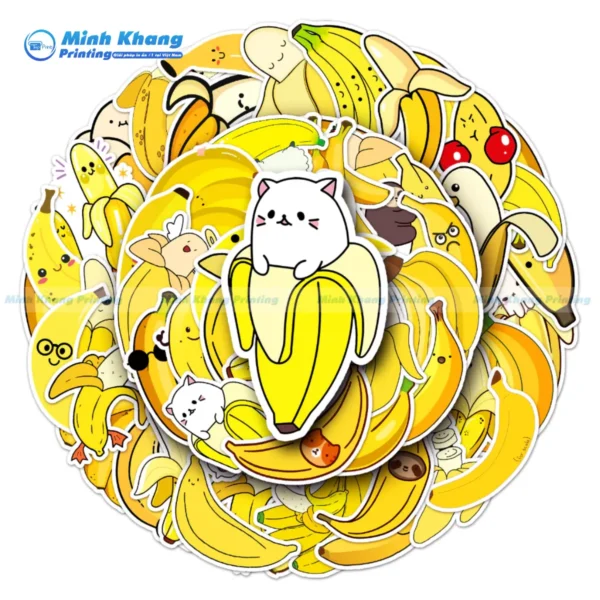 Mẫu sticker trái cây hoạt hình sáng tạo kết hợp với mèo