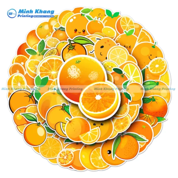 Mẫu sticker hoa quả dán mũ bảo hiểm - quả cam căng mọng