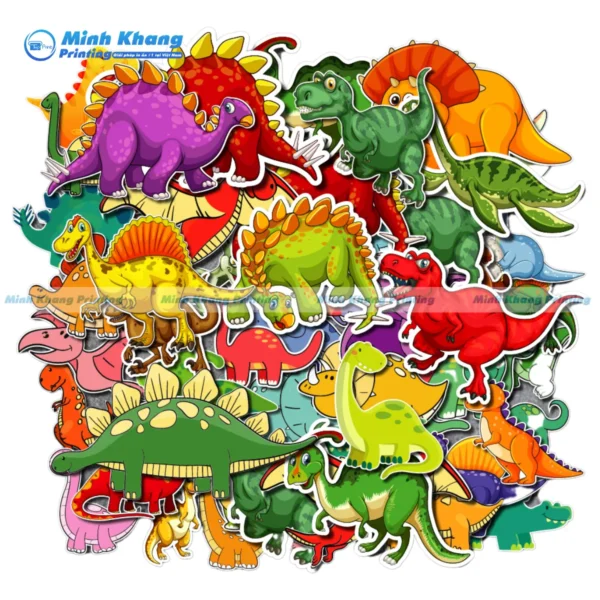 Mẫu sticker khủng long 3d in UV