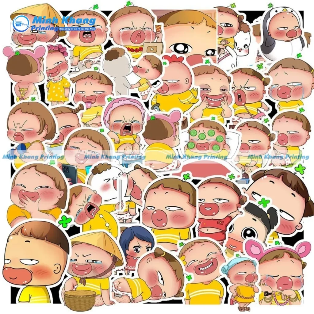 Mẫu sticker Quỳnh Aka có thiết kế theo phong cách hoạt hình dễ thương