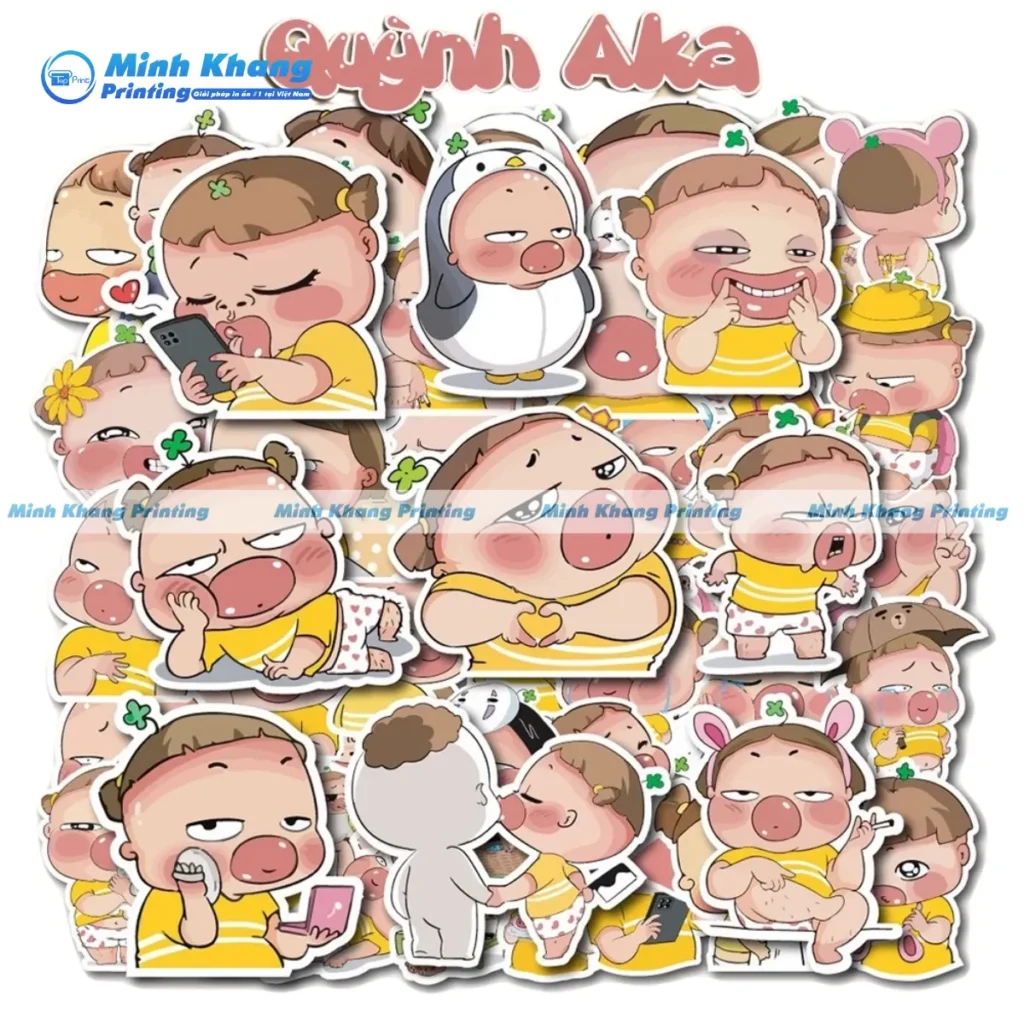 Mẫu sticker Quỳnh Aka sử dụng công nghệ in offset hiện đại