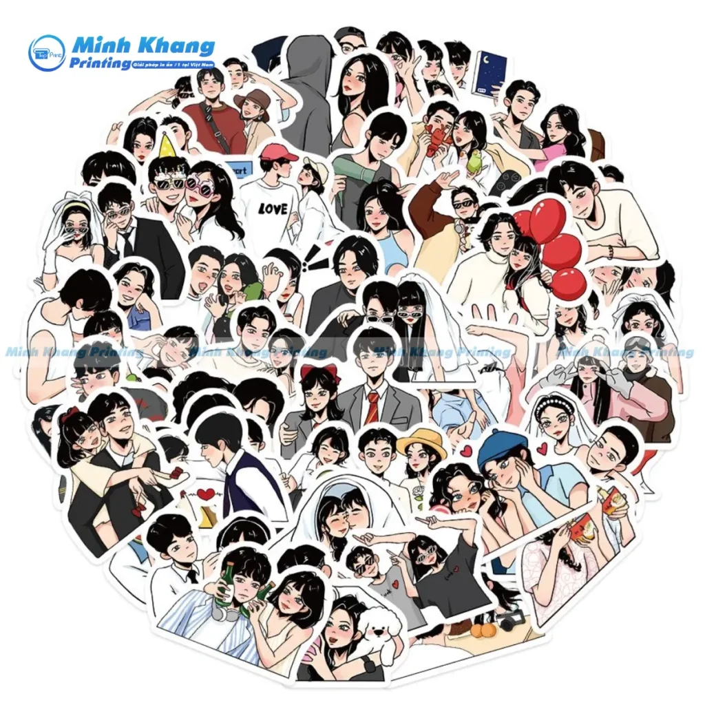 Mẫu sticker tình yêu giấy trang trí sổ tay, đa dạng mẫu mã