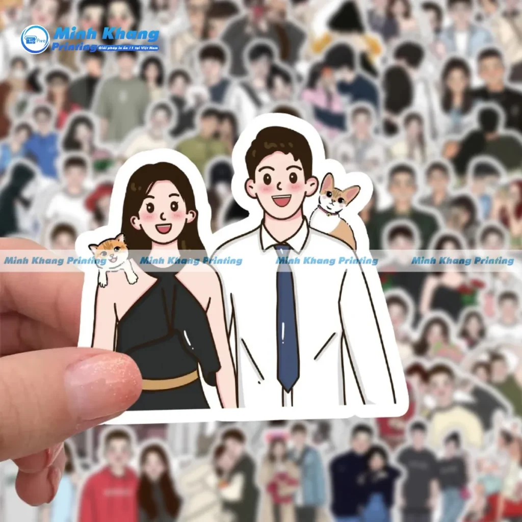 Mẫu sticker tình yêu hình hình hoạt họa trang trí laptop