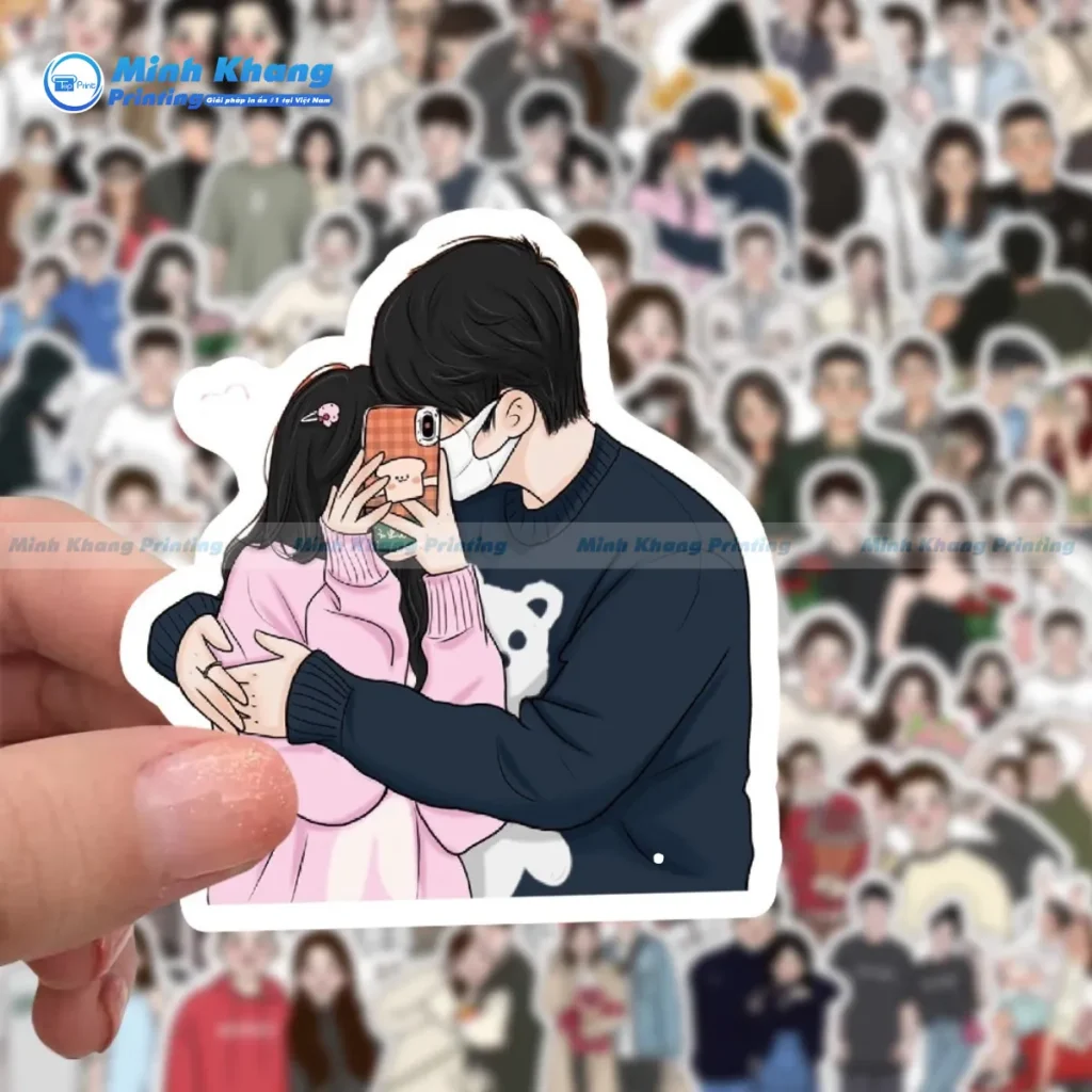 Mẫu sticker giấy couple in bằng chất liệu decal chống nước