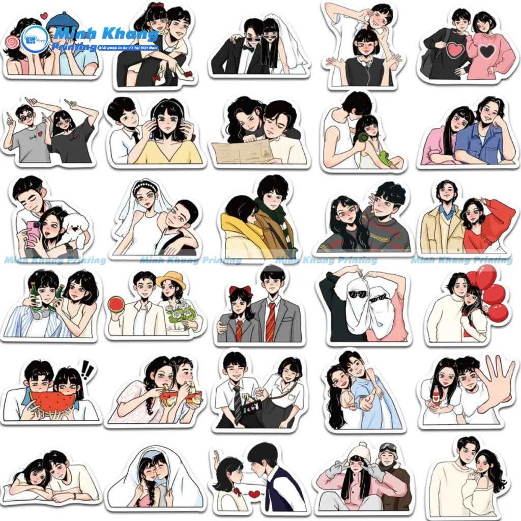 Mẫu Sticker tình yêu thiết kế theo yêu cầu, độc nhất