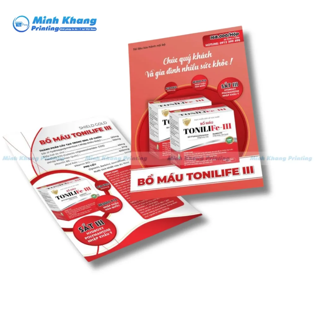 Mẫu tờ rơi thuốc giới thiệu thành phần cấu tạo thuốc bổ máu TONILIFE III