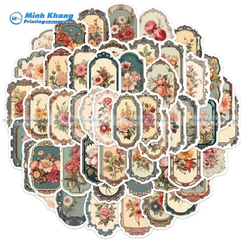 Mẫu Sticker vintage khung tranh, gươm phong cách Châu Âu 