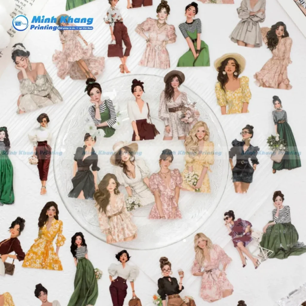 Mẫu vintage sticker cô gái cổ điển