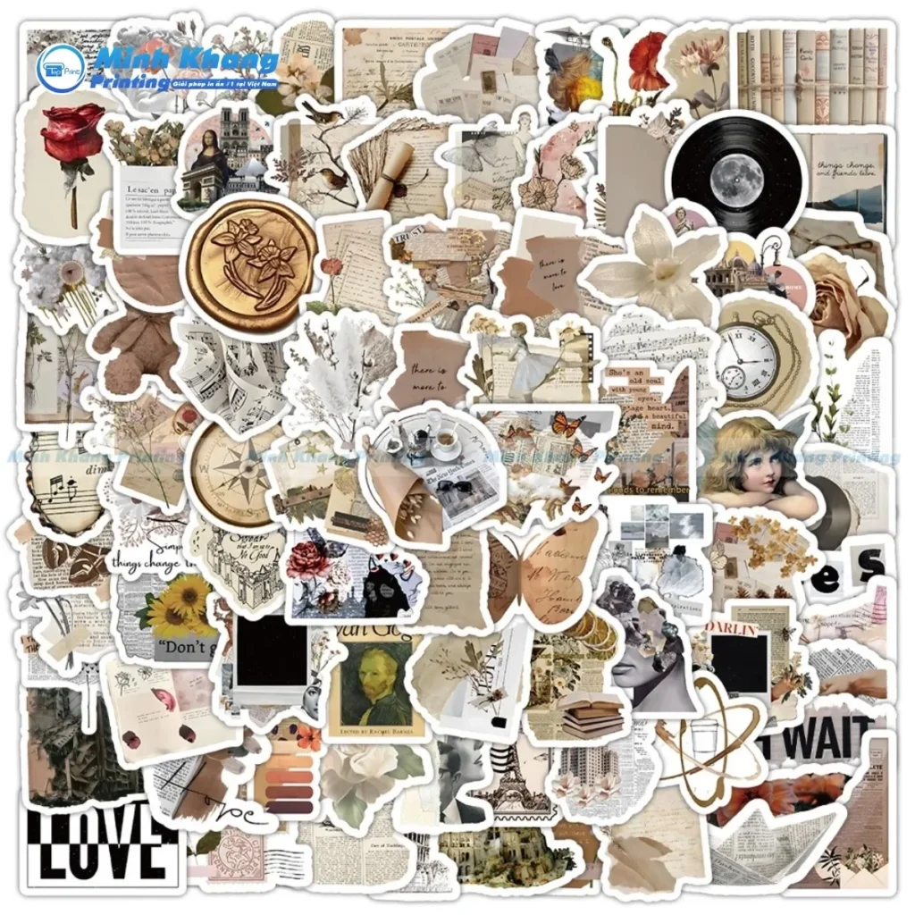 Mẫu vintage sticker với hình dán độc đáo đa dạng