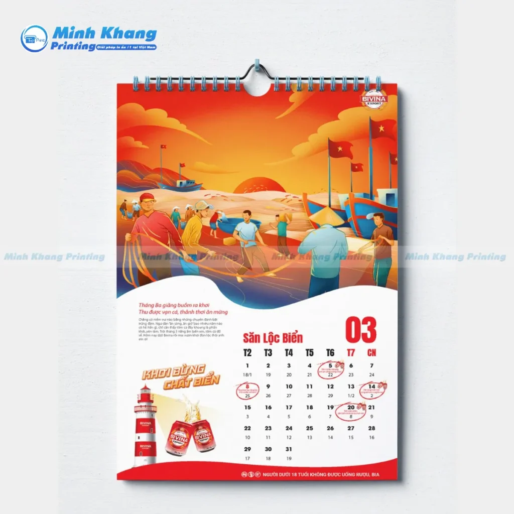 Mẫu lịch treo tường kích thước 35 x 70 cm