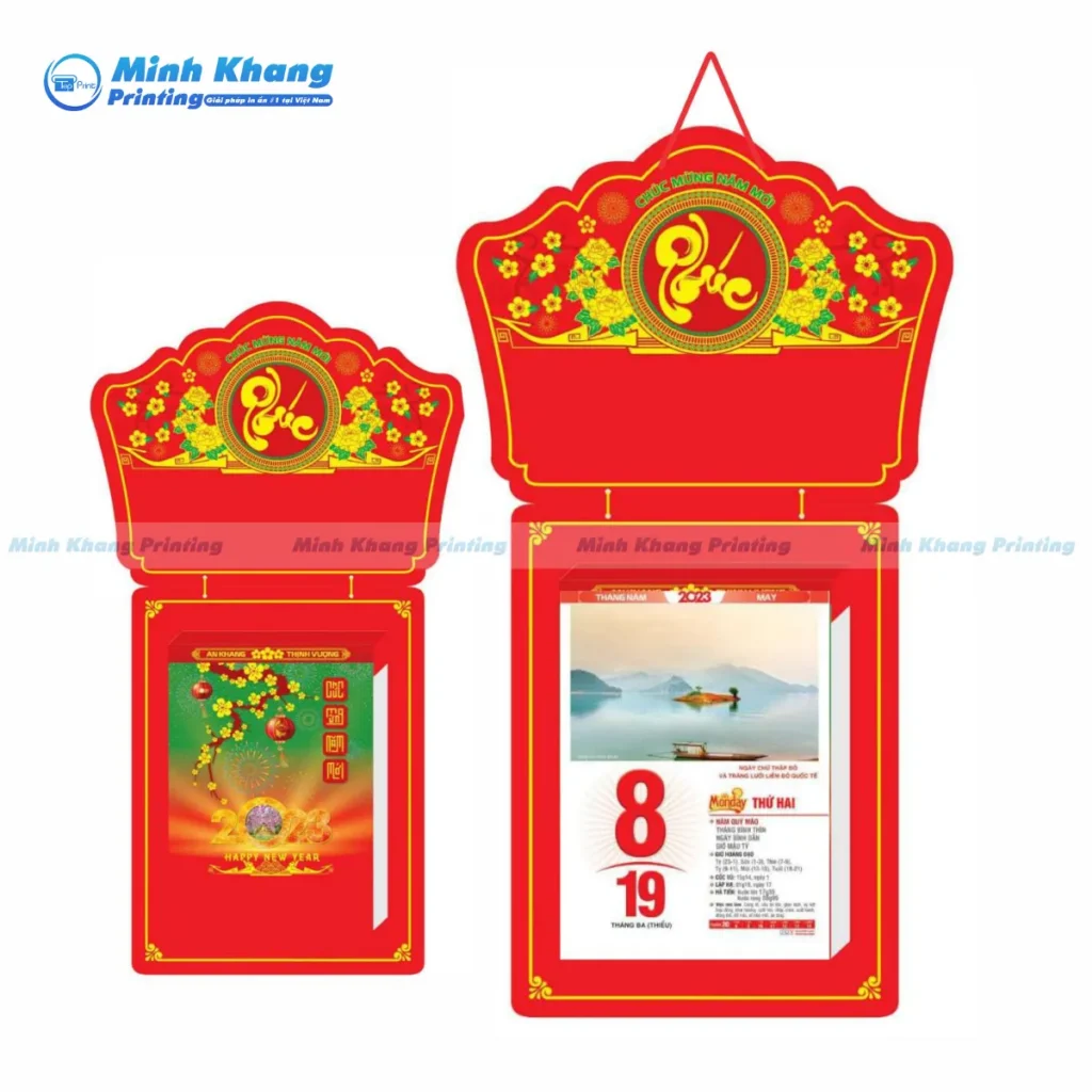 Mẫu lịch bloc 365 ngày treo tường chữ Phúc kích thước 25 x 35 cm