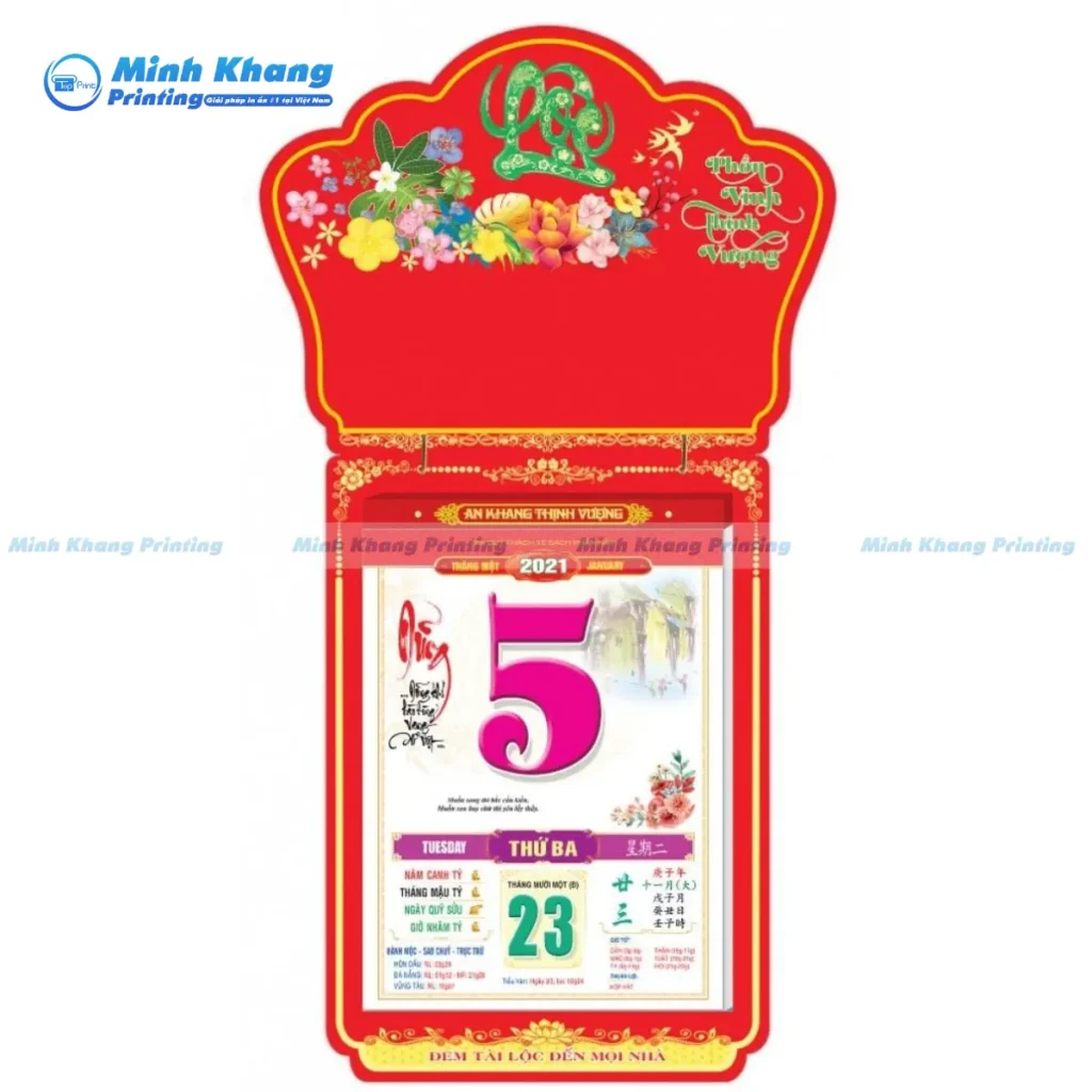 Mẫu lịch bloc treo tường chữ Lộc kích thước 30 x 40 cm