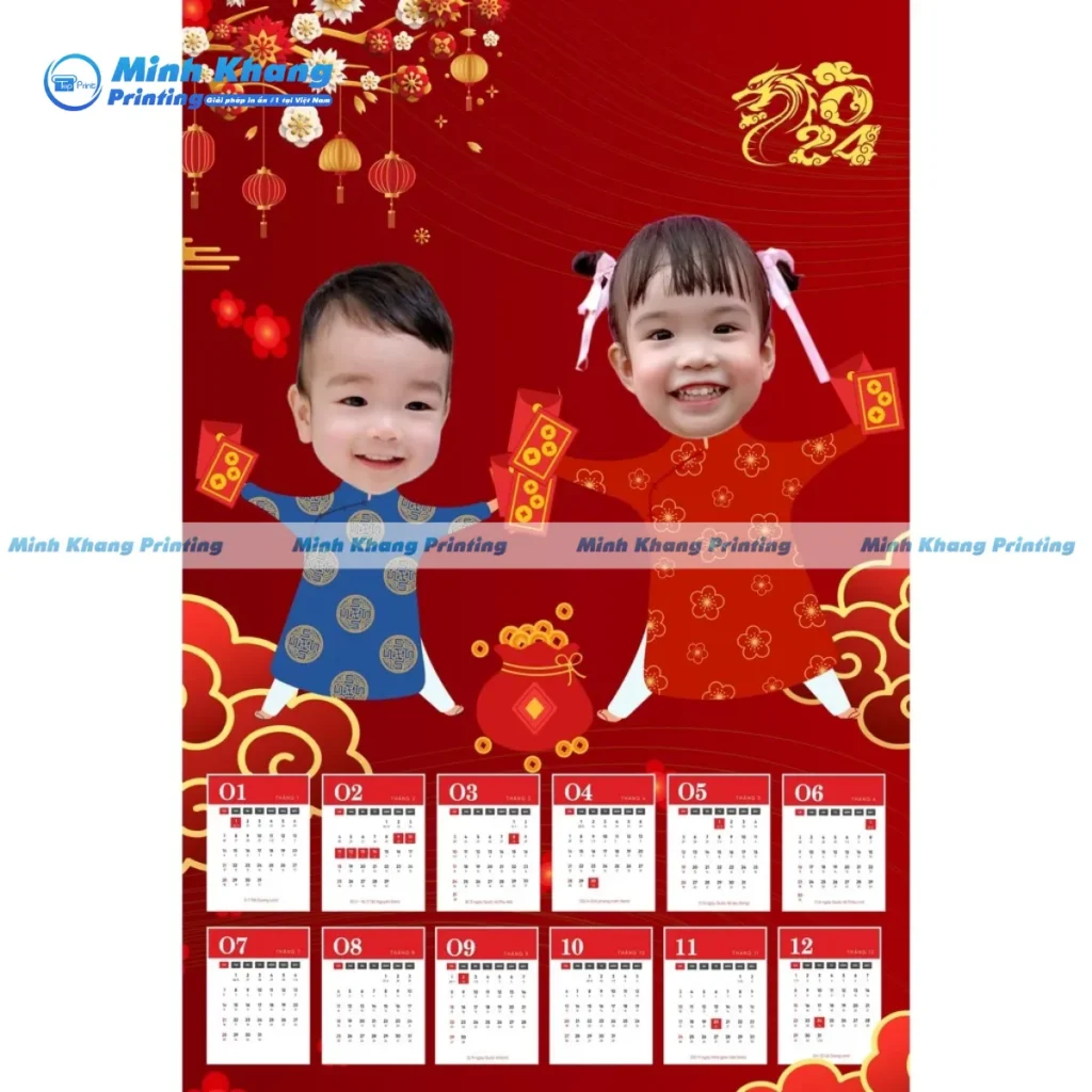 Mẫu thiết kế lịch 1 tờ nẹp thiết theo yêu cầu cho gia đình