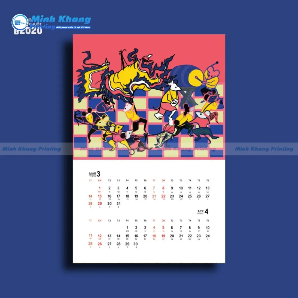 Mẫu lịch lò xo 6 tờ