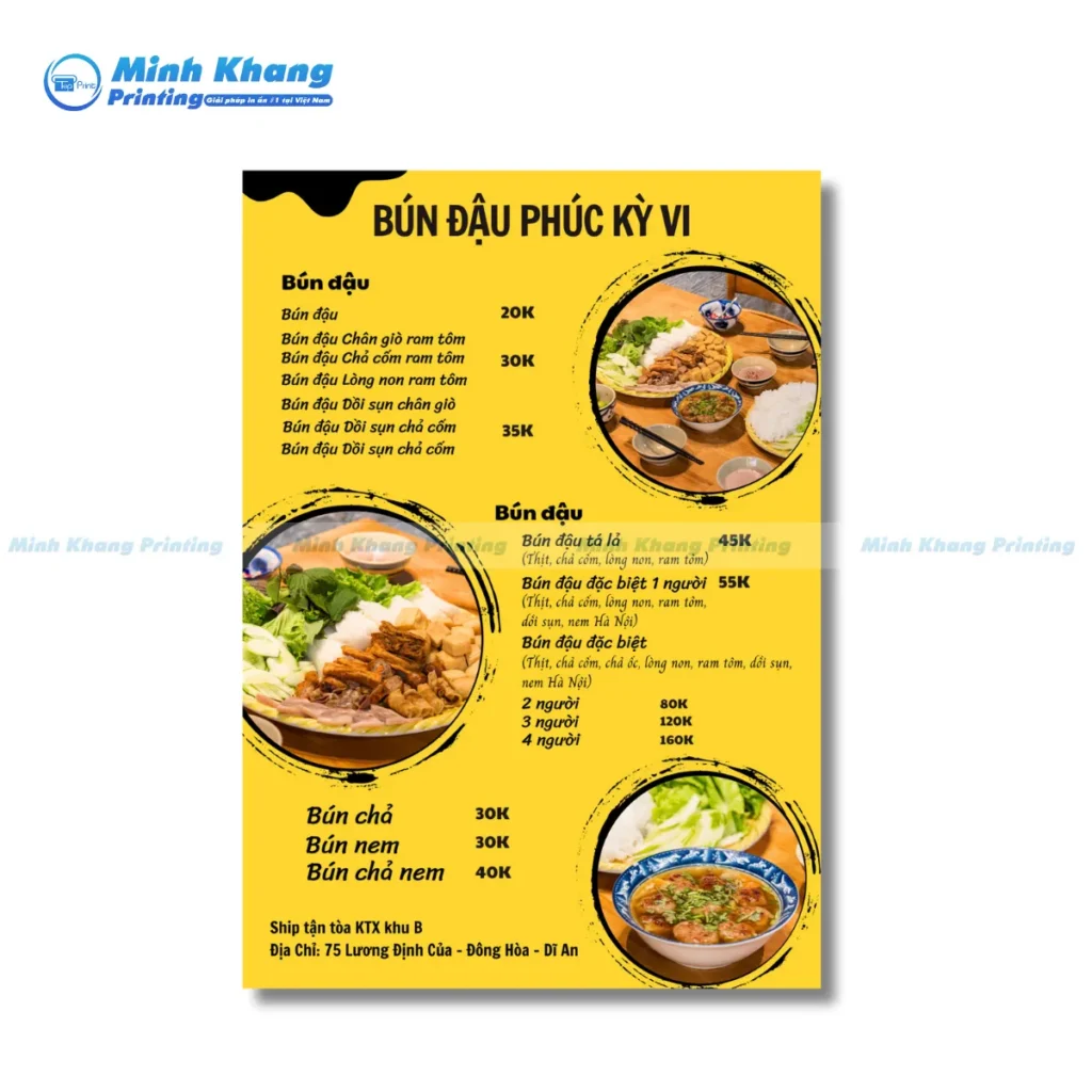 Xu Hướng Thiết Kế Menu Bún Đậu Hiện Nay