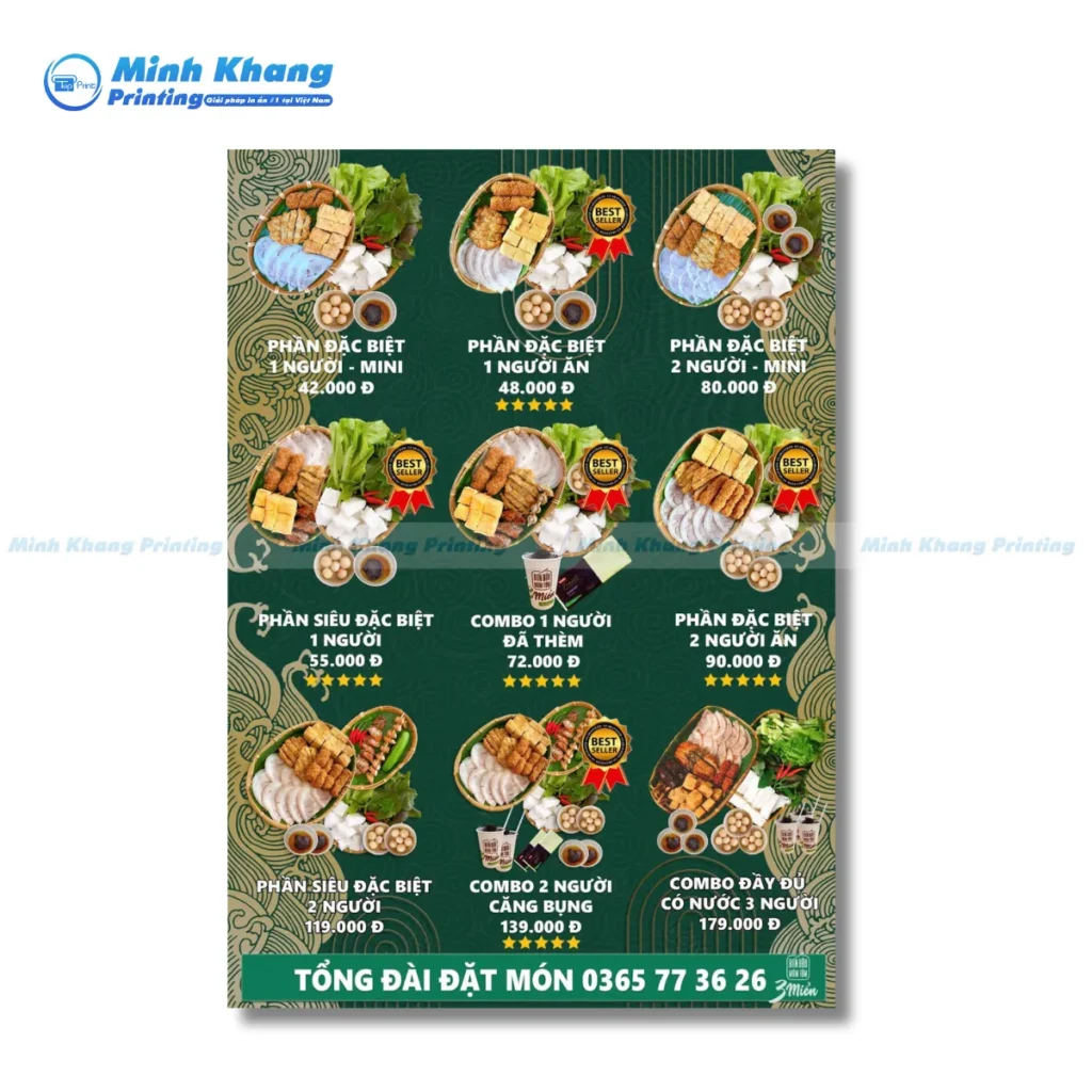 Mẫu menu bún đậu sang trọng cho nhà hàng