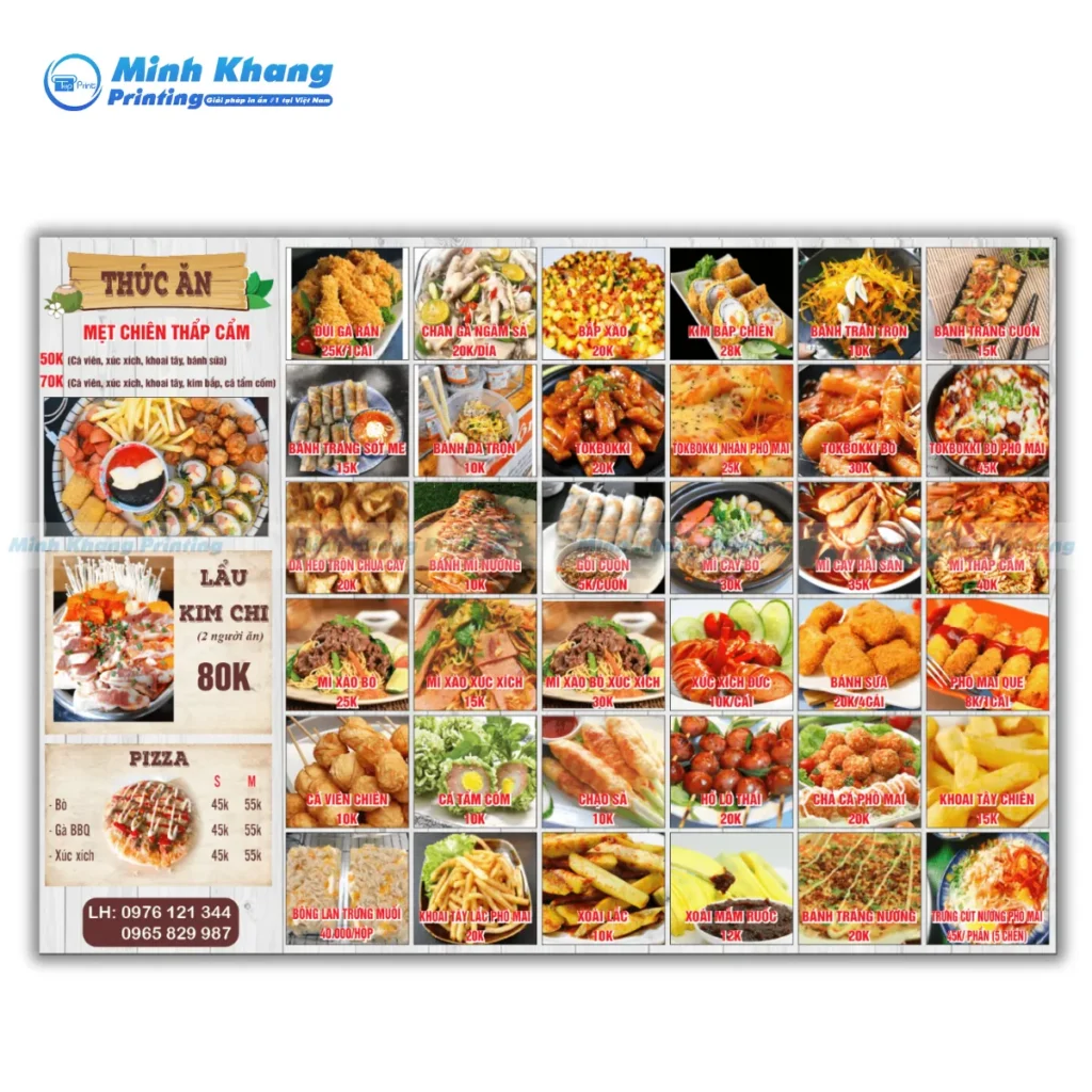 Mẫu menu cá viên chiên cho quán ăn vặt hình minh họa đặc sắc