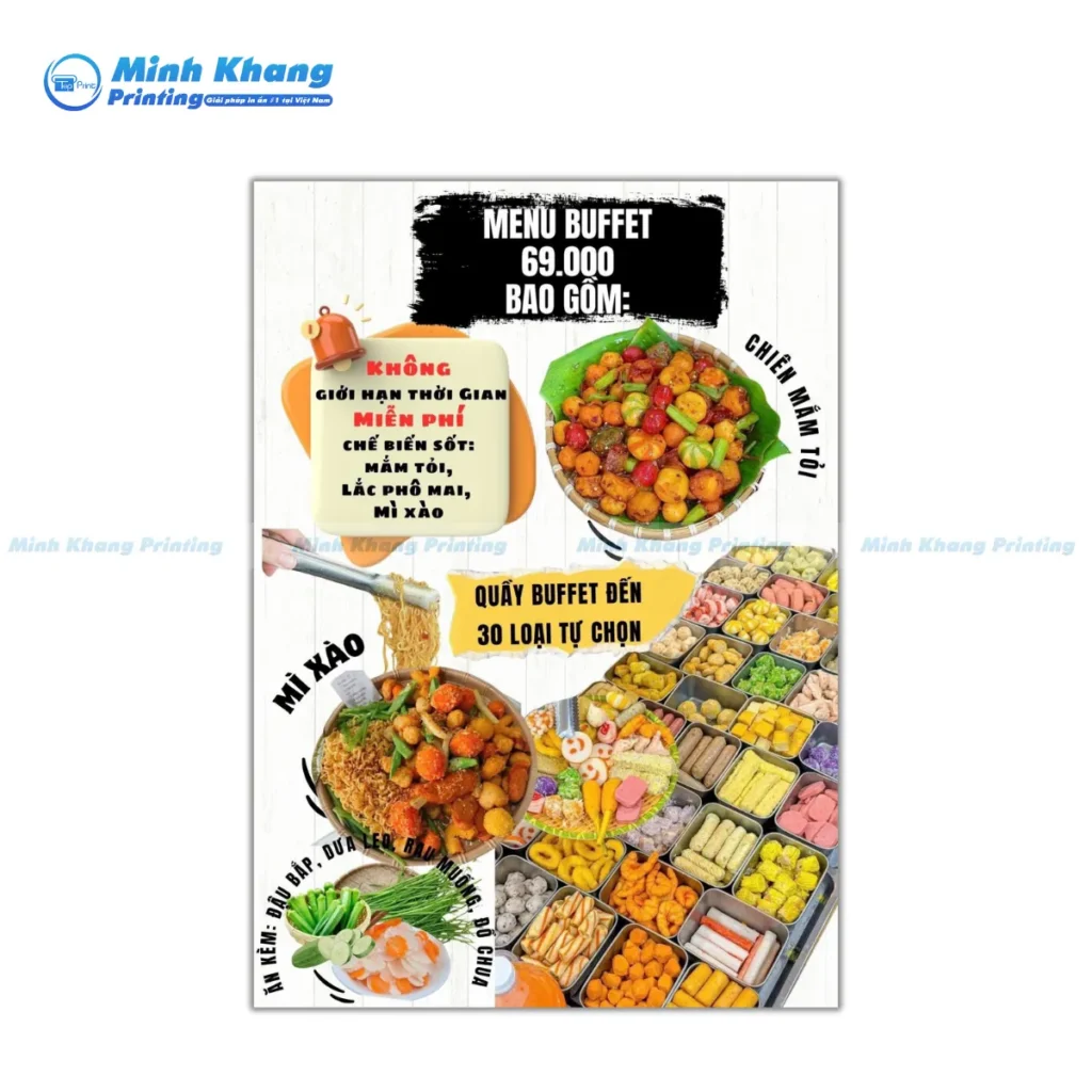 Mẫu menu buffet cá viên chiên 69K tự chọn