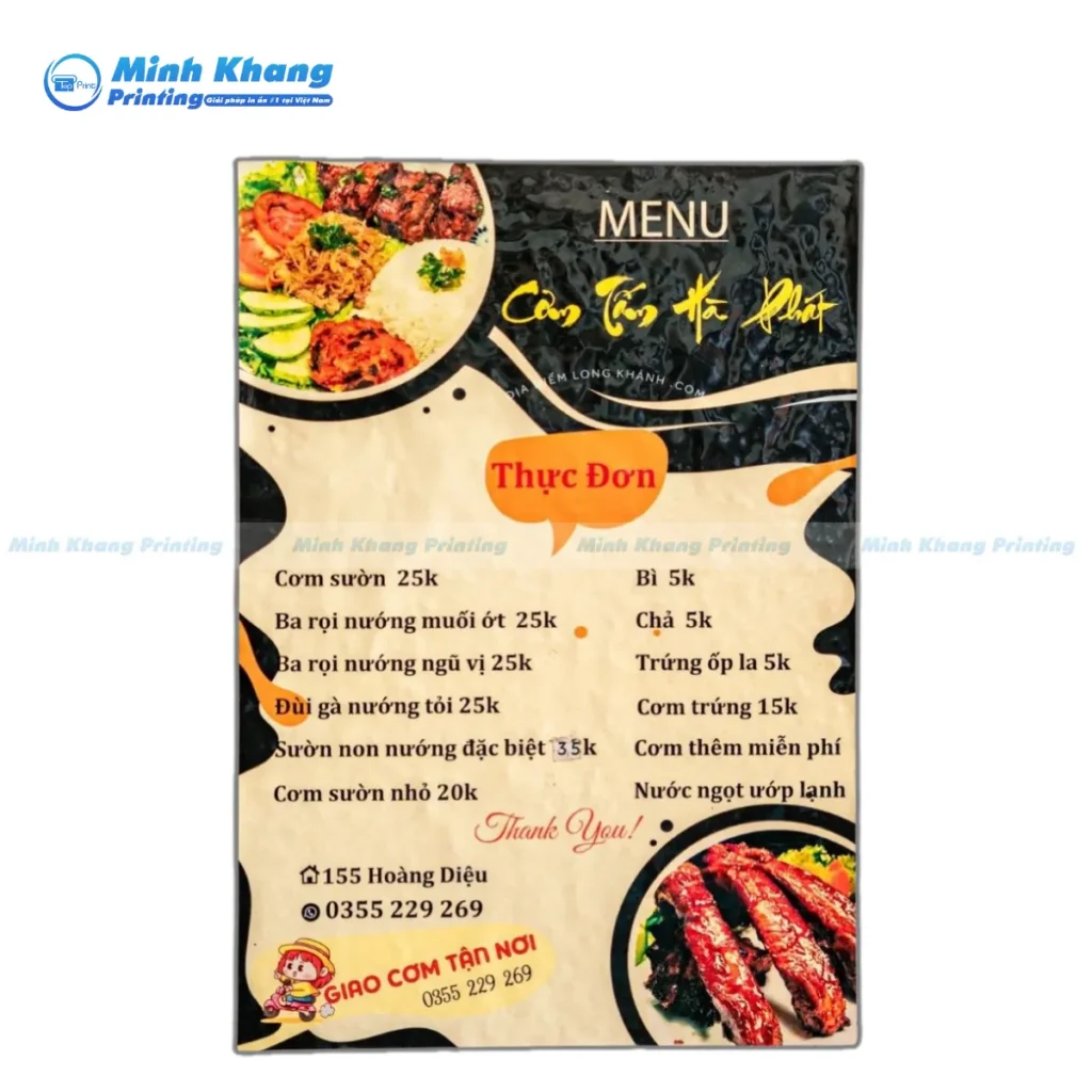 Mẫu thực đơn cơm tấm Hà Phát giá rẻ, giao hành tận nơi
