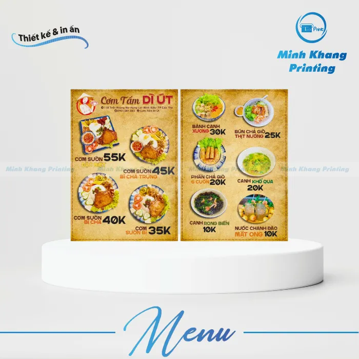 mẫu menu cơm tấm