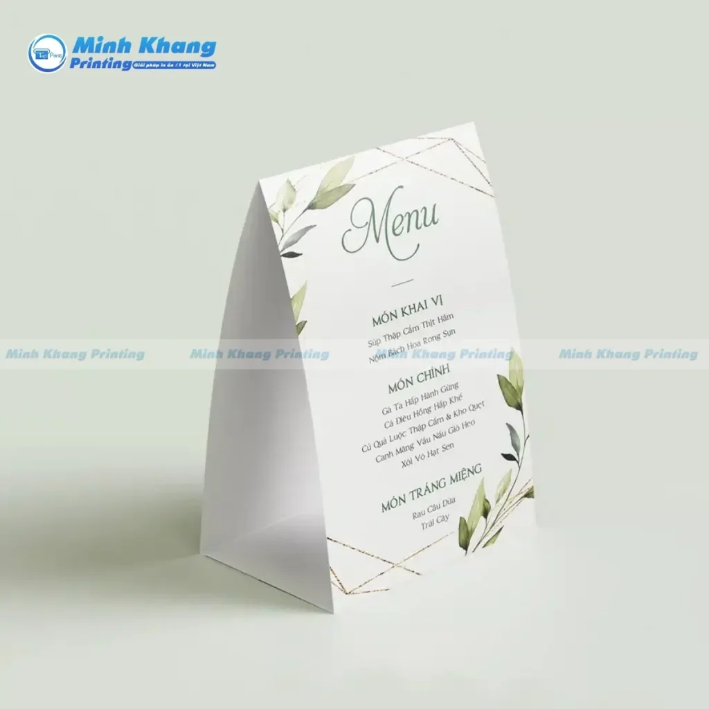 Mẫu menu đám cưới đơn giản, hiện đại, thanh lịch