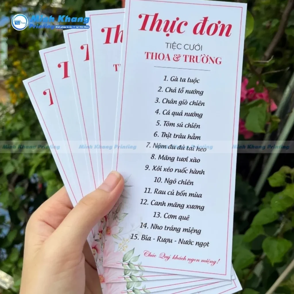 Các Quy Cách In Menu Đám Cưới Chuyên Nghiệp