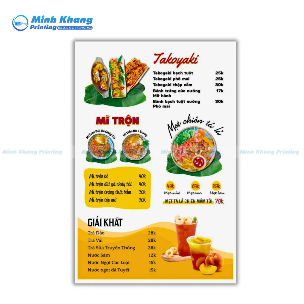 Mẫu menu ăn vặt có hình ảnh & giá chi tiết
