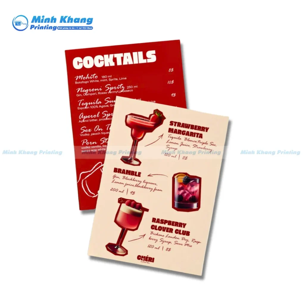 Mẫu menu cocktails phong cách cổ điển, độc lạ