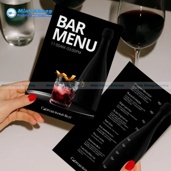 Mẫu menu quán bar đẹp hiện đại, đơn giản nhưng vẫn thu hút