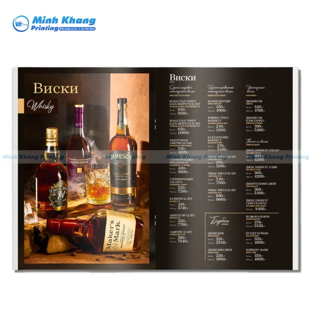 Mẫu thực đơn bảng giá đồ uống quán bar chuyên nghiệp