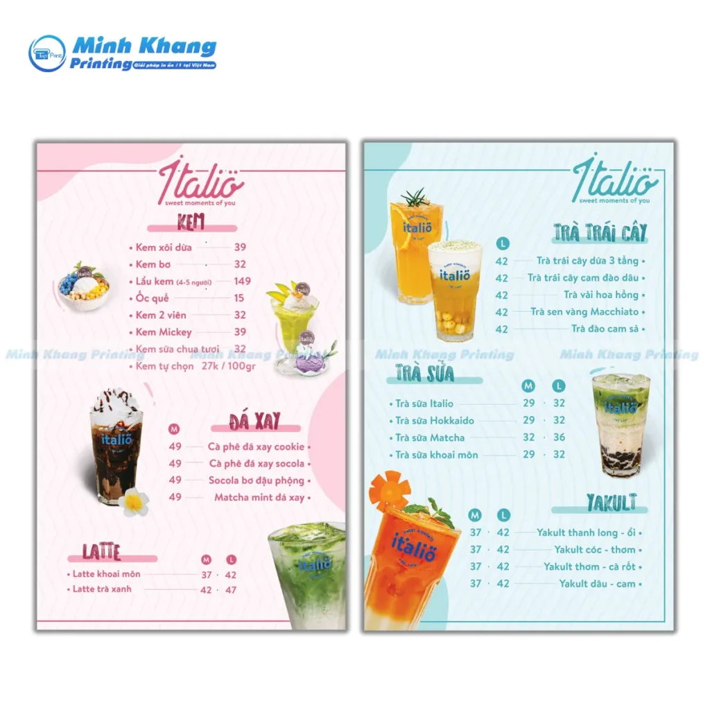 Quy Cách In Menu Quán Kem Chất Lượng