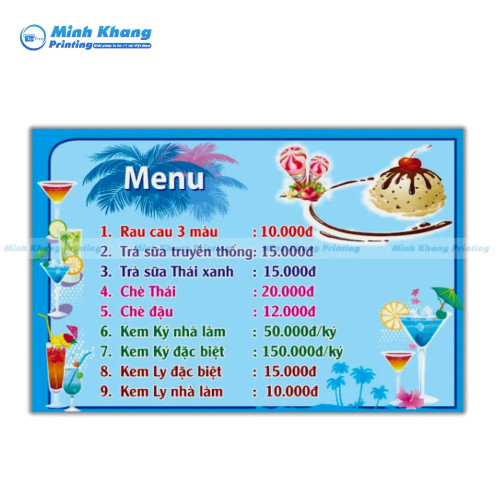 Mẫu ý tưởng menu quán kem độc đáo, tươi mát mùa hè