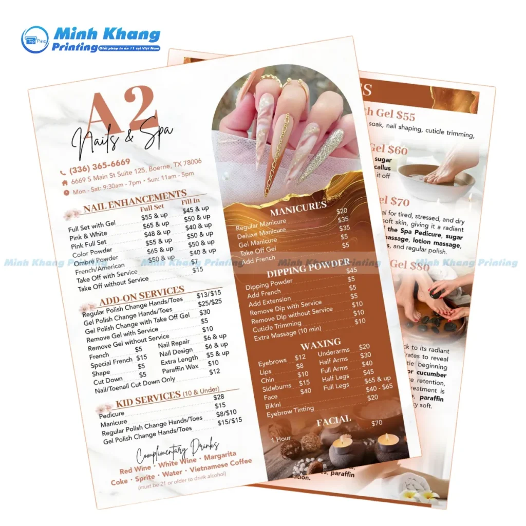 Mẫu menu nail sang trọng, chuyên nghiệp dành cho cơ sở cao cấp